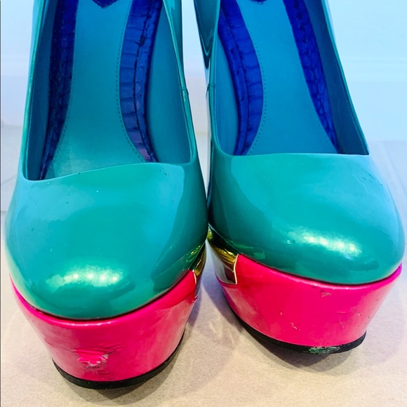Brian Atwood Green Pink Gold New Leonida Pumps - Picture 2 of 8